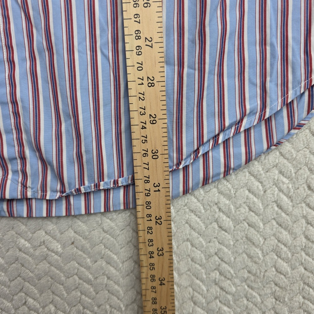 Vintage Ralph Lauren Blake Mens Medium Blue Red Striped Cotton Button Down Shirt - Picture 7 of 10